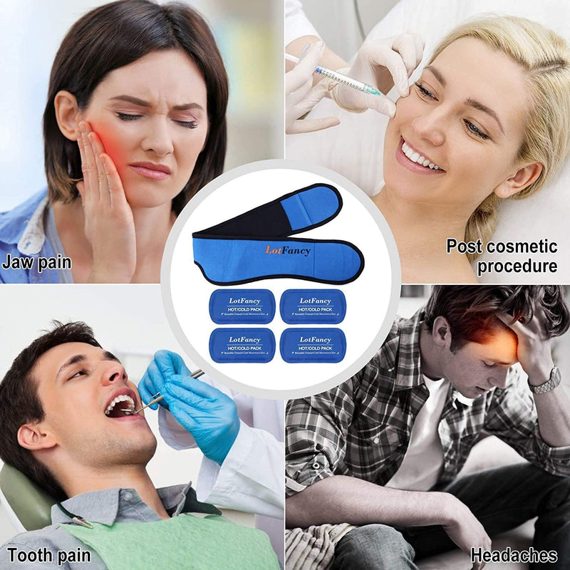 LotFancy Cooling Pads Wisdom Teeth Cooling Pads Pack of 4 for Tooth Pain Jaw Face Head, Cold Warm Cooling Compress for TMJ Pain, Wisdom Teeth, Oral Facial Surgery (Blue) Blue - NewNest Australia