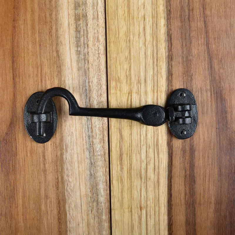 NewNest Australia - Renovator's Supply Cast Iron Cabin Hook Eye Bolt Latch Catch for Doors Gates Door 4 Inch Length Reversible Vintage Rustic Design Pack of 1 