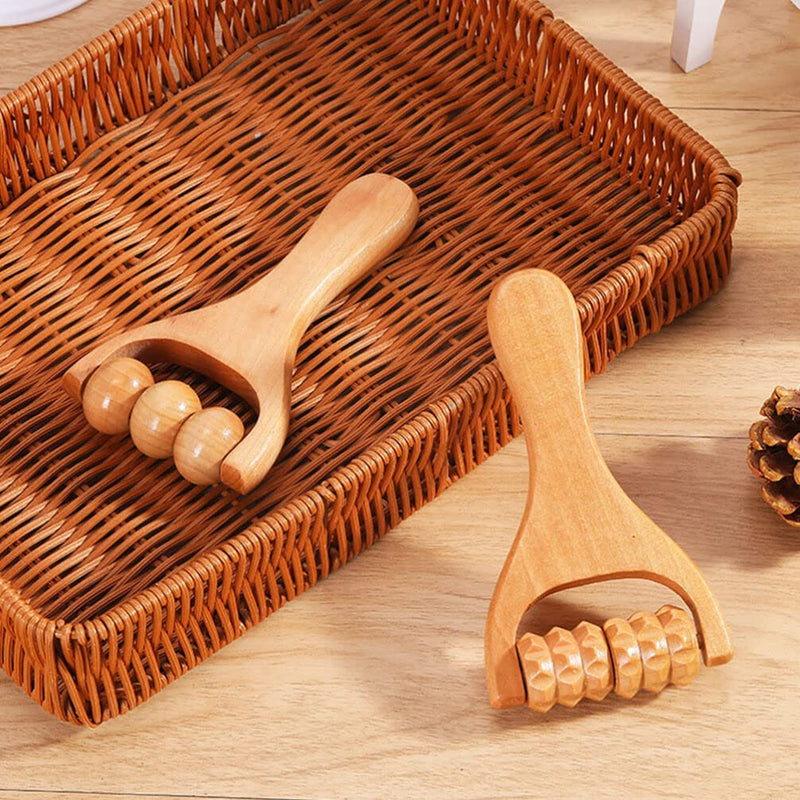 Healvian 3-Piece Massage Roller Set Wooden Foot Massage Trigger Point Massager Three Beads Massage Roller Face Roller Massage For Neck Shoulder Legs Feet Face Back - NewNest Australia