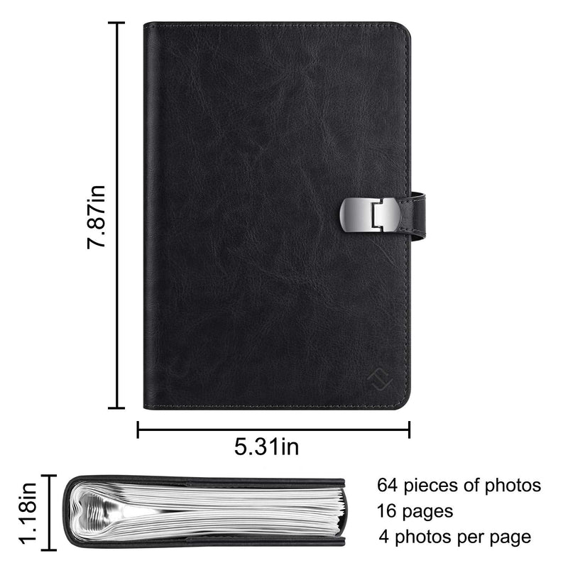 Fintie Wallet Photo Album for 3.5x4.5 Inch Film - 64 Pockets Snap Fastener Album for Fujifilm Instax Wide 300/ Instax Link Wide Printer, Polaroid Now+/ OneStep+/ OneStep 2 VF Camera, Vintage Black - NewNest Australia