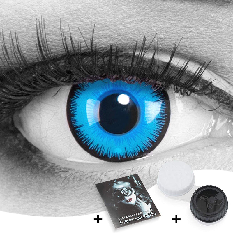 Colored contact lenses Meralens 1 pair Cosplay Manga Crazy Fun blue annual lenses Alper with free lens case. Perfect for Halloween, carnival and fancy dress costumes. 0.0 diopters 8.6 millimeters 14.00 millimeters 2 - NewNest Australia