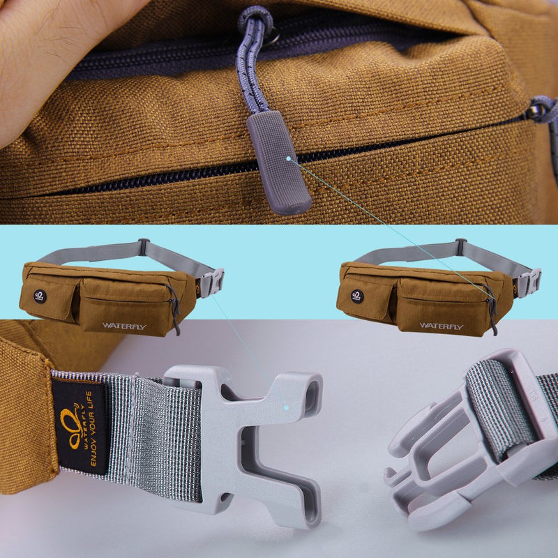 WATERFLY Fanny Pack for Women Men Water Resistant Small Waist Pouch Slim Belt Bag with 4 Pockets for Running Travelling Hiking Walking Lightweight Crossbody Chest Bag Fit All Phones Yellow - NewNest Australia