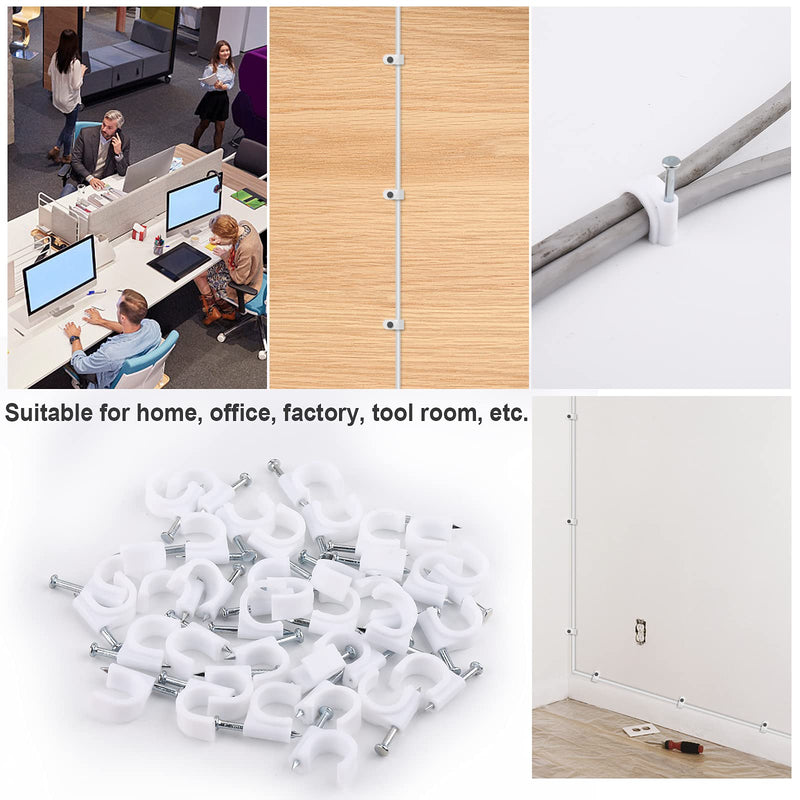500pcs Cable Clips with Steel Nail in Cable Clips White 4mm 5mm 6mm 8mm 10mm for RG6, RG59, CAT6, RJ45 Cable Coax Cable, Ethernet Cable, TV Wire Cable, Telephone Cable, Led Starlight, Print Cable - NewNest Australia