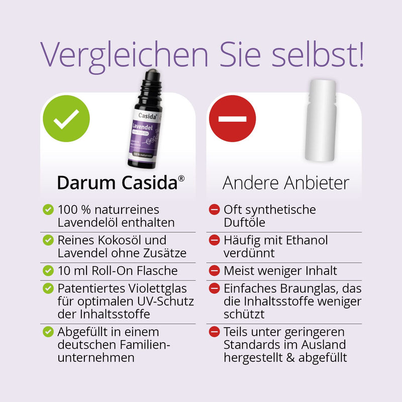 Casida Lavender Roll-On - Relax Roll-On For A Harmonious, Relaxed Atmosphere - Lavender Oil Roll-On As Fragrance Oil, Essential Oil For Aroma Care On The Go - From The Pharmacy - 10 Ml (Lavender) - NewNest Australia