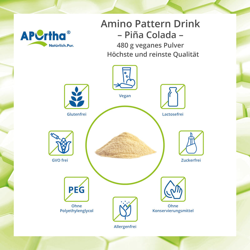 Aportha Multi Essential Amino Pattern I 480 G Pina Colada Drink With 8 Essential Amino Acids According To Prof. Dr. Luc√† Moretti For Optimized Protein Supply I Amino Acids Complex High Dose Eaa - NewNest Australia