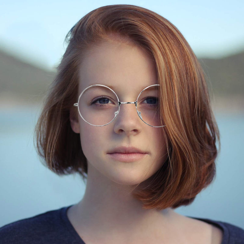 TRIXES glasses with round lenses - Beatles retro sixties style clear glass lenses - round glasses as a costume addition, cosplay, retro parties, geek glasses accessories for dressing - classic vintage silver - NewNest Australia