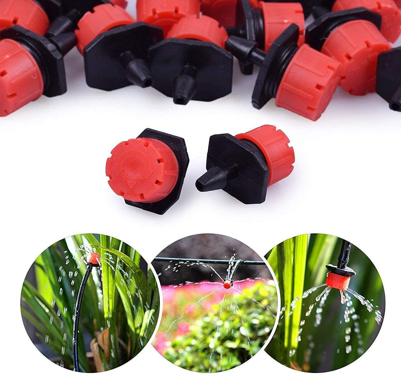 MSDADA Garden 50Ft Automatic Micro Drip Irrigation Kits, 1/4" Blank Distribution Plant Watering Irrigation Kit Accessories Include Adjustable Nozzles, Mist Cooling Irrigation System for Garden (Red) Red - NewNest Australia