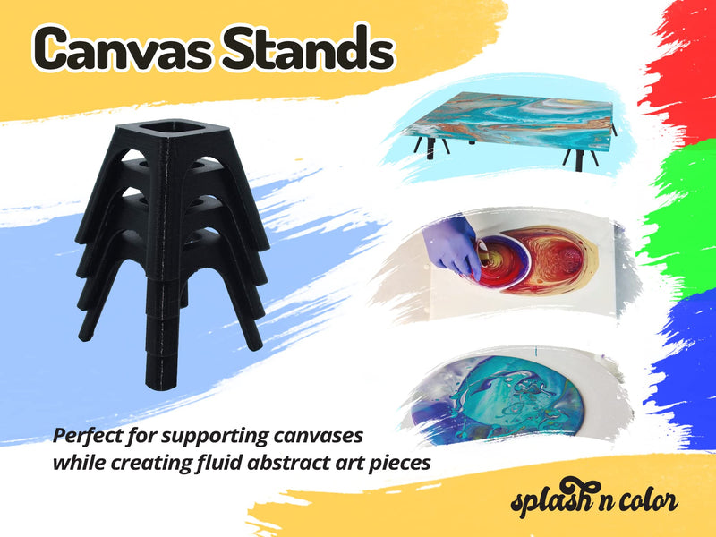 SplashNcolor Canvas Stands for Paint Pouring, Canvas Feet Risers for Acrylic Paint Pouring, 4-Pack (Black, 2 Inches) 2 Inches (Pack of 4) Black - NewNest Australia