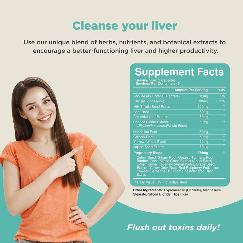 Liver Supplements with Milk Thistle - Artichoke - Dandelion Root Support Healthy Liver Function for Men and Women Natural Detox Cleanse Capsules Boost Immune System Relief (90 Count) - NewNest Australia