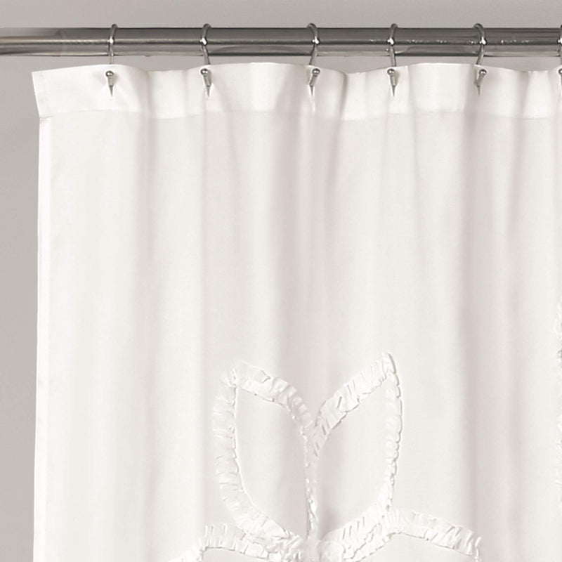 Lush Decor White Ruffle Flower Polyester Shower Curtain, 72" x 72" - NewNest Australia