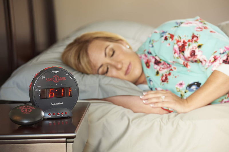 NewNest Australia - Sonic Bomb Dual Extra Loud Alarm Clock with Bed Shaker, Black | Sonic Alert Vibrating Alarm Clock Heavy Sleepers, Battery Backup | Wake with a Shake Multicolor 
