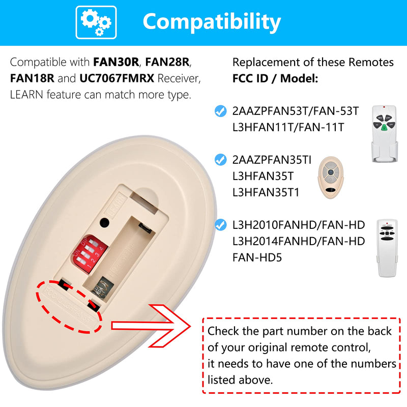 35T1 Ceiling Fan Remote Control Replacement for Harbor Breeze Allen Roth, 303.9MHz, 3-Speed, Light Dimmer, Learn Key, Replace FAN-53T FAN-11T L3HFAN35T1 FAN-35T1 L3HFAN35T FAN-35T (Remote Only) - NewNest Australia