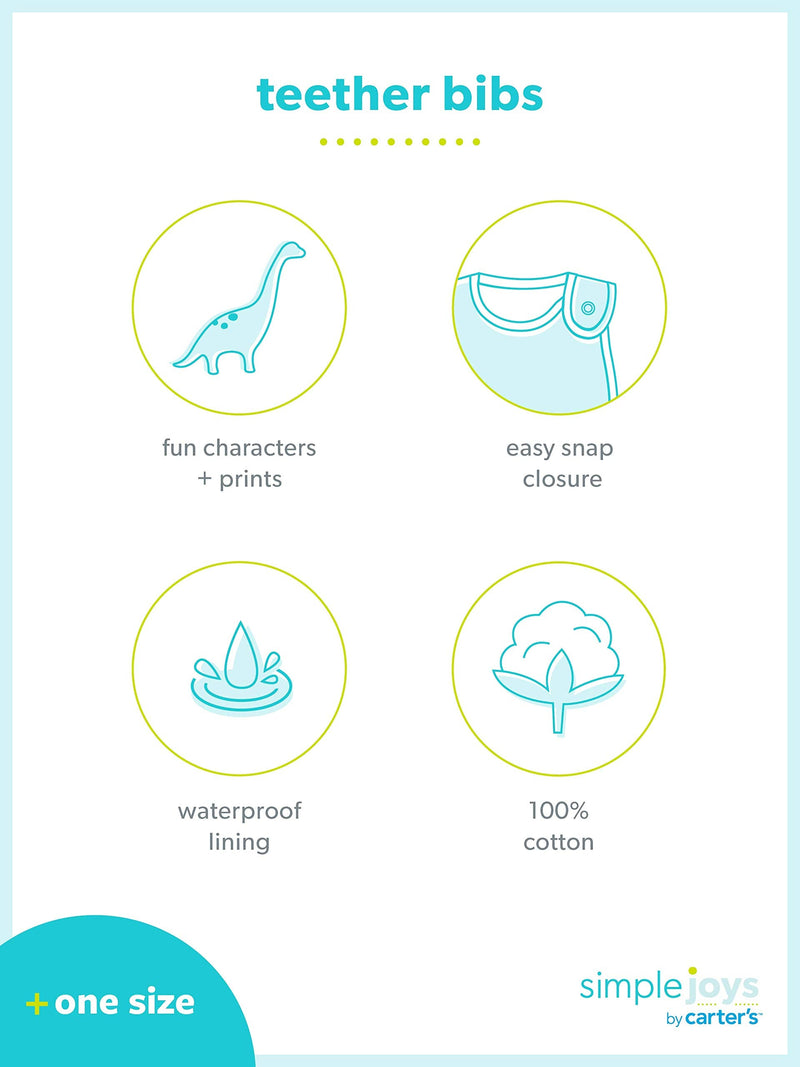 Simple Joys by Carter's Unisex Babies' Teething Bibs, Pack of 7 One Size Avocados/Animal Print/Rainbow - NewNest Australia