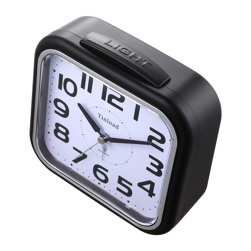 NewNest Australia - 5.5" Silent Analog Alarm Clock Non Ticking, Gentle Wake, Beep Sounds, Increasing Volume, Battery Operated Snooze and Light Functions, Easy Set, Black (Best for Elder) 