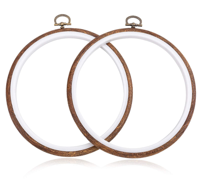 4 Pieces 6 Inch Round Embroidery Hoops Display Frame Circle, Cross Stitch Hoop Ring Imitated Wood Embroidery Kits for Art Craft Sewing and Christmas Ornaments - NewNest Australia