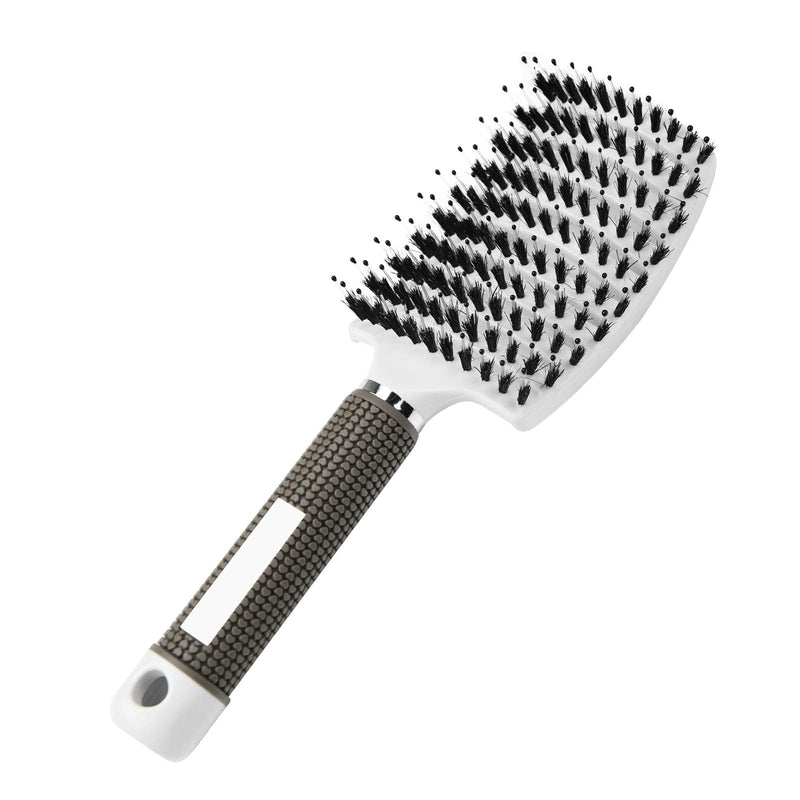 URAQT Hair Brush, Boar Bristle Paddle Hairbrush for Women, Soft Massage Hair Comb, Detangle Hair Brush for Long Thick Curly Hair, Reducing Hair Breakage and Frizzy White - NewNest Australia