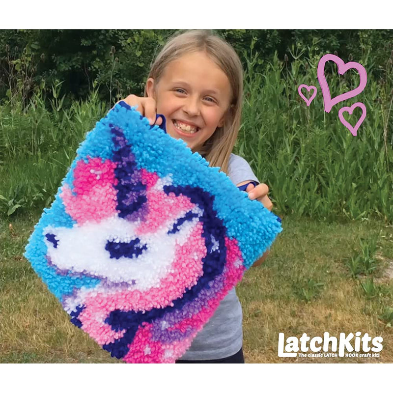 PlayMonster LatchKits – Unicorn Latch Hook Kit – Easy-to-Learn Craft Project – No Sewing Or Cutting – For Ages 6+ - NewNest Australia