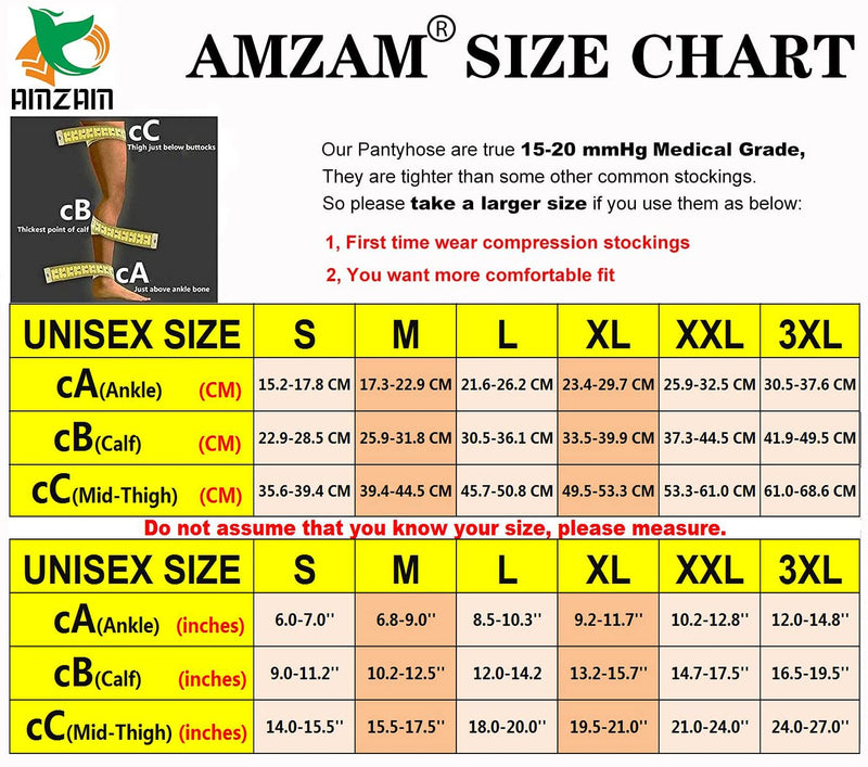 AMZAM® Compression Pantyhose for Women & Men, Closed Toe, Opaque, Firm Support 15-20mmHg Graduated Compression Stockings, Help Relieve Swelling Edema Varicose Veins, Nursing, Beige S Small 15-20mmhg Close Toe Beige - NewNest Australia
