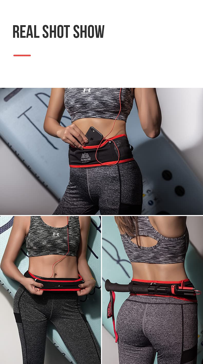 AONIJIE Lovtour Running Belt Waist Pack, Flip Waist Belt,with 250ml Soft Water Bottle Free and Lightweight for Marathon Climbing Jogging Cycling Workout Fitness Mobile Phone Holder Red S-M - NewNest Australia