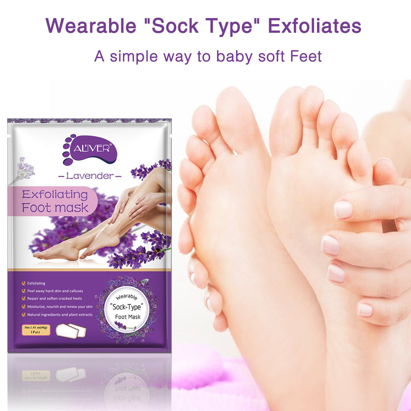 Foot Peel Mask 5Pack, Foot Mask for Hard Skin, Feet Exfoliating Socks for Calluses - Pedicure Hard Skin Remover, Foot Peeling Socks for Men and Women (Lavender) - NewNest Australia