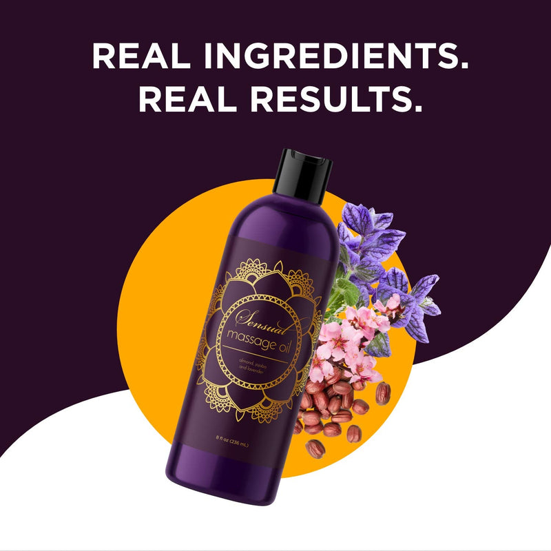 Aromatherapy Sensual Massage Oil for Couples - Aromatic Lavender Massage Oil Enhanced with High Absorption Sweet Almond Oil Jojoba Vitamin E and Relaxing Lavender Essential Oil - Full Body Massage Oil 8 Fl Oz (Pack of 1) - NewNest Australia