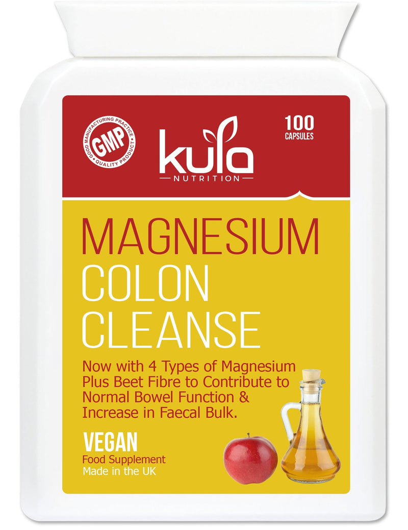 Magnesium Citrate Colon Cleanse and Detox - 100 Vegan Capsules - Digestive Health Food Supplement with Vitamin C, Apple Cider Vinegar and Fibre to Support Healthy Bowel Function - Kula Nutrition. - NewNest Australia