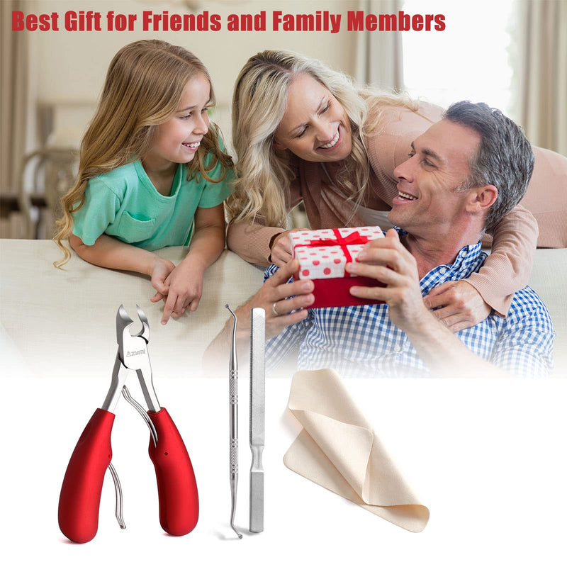Toenail Clippers for Thick Nails, Azymi Podiatrist Toenail Clippers Scissors Set for Men Women Ingrown Thick Toenail Treatment, Sharp Curved Blades Wide Jaw Opening Non-slip Handles Red - NewNest Australia