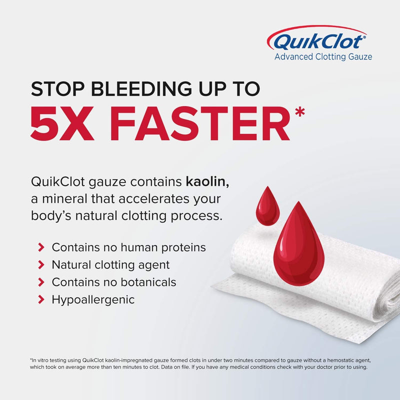 QuikClot Advanced Clotting Gauze - 3 x 24 in (2 Strips) - NewNest Australia