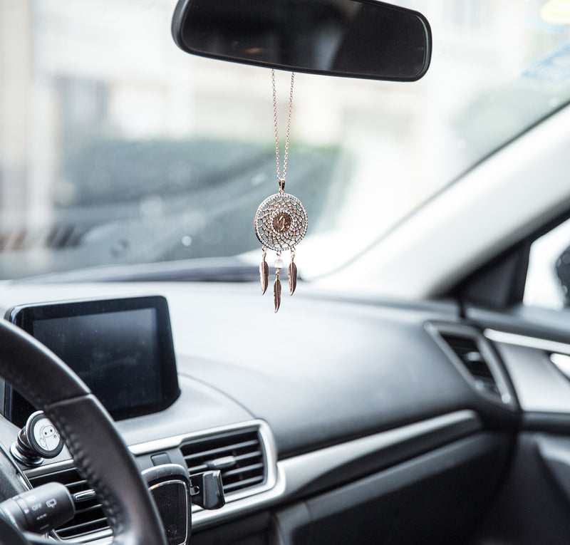 NewNest Australia - Boltz Mini Zodiac Capricorn Sign Dream Catcher Car Charm Rear View Mirror Accessories, Boho Dangling Feather Tassel Bead Pendant Constellation Ornament Wall Hanging Home Decoration (Capricorn-2) 