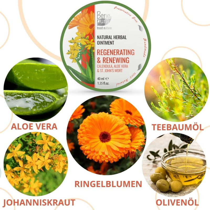 Benepura Marigold Ointment - Natural Wound And Healing Ointment With Aloe Vera - Calendula Wound Ointment Anti-Inflammatory - Scar Ointment And Burning - Calendula Cream - Scar Cream - 40 Ml - NewNest Australia