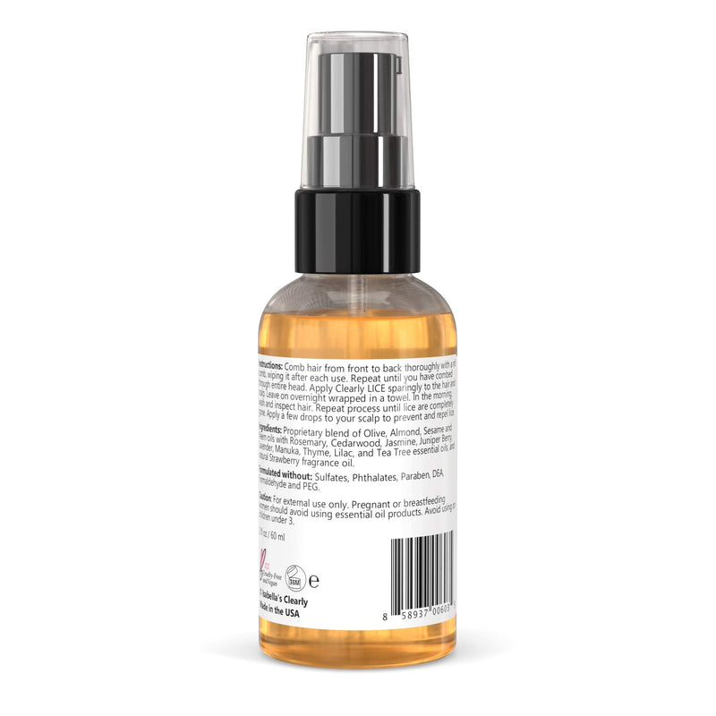 Clearly LICE, Powerful Lice Treatment of Natural Oils Proven to Eliminate Lice, Nits. No Toxins or Harsh Chemicals. Remover and Repellent with Neem, Rosemary, Cedarwood + Free Nit Comb (60ml) 60 ml (Pack of 1) - NewNest Australia