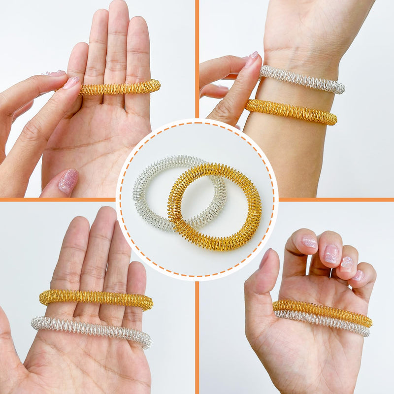 Mis.Moon 50 Pieces Finger Massage Ring And 2 Pieces Massage Bracelets, 8 Colors Spiky Sensory Finger Rings Anti Stress Acupressure Rings, Quiet Stress Reducer And Massager - NewNest Australia