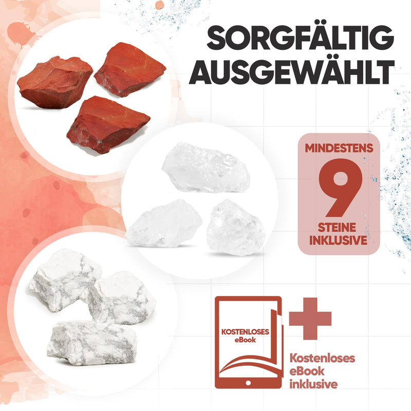 PURAJA Gemstone Water Fit & Vital Blend | Premium healing stone set for water treatment: magnesite, red jasper, rock crystal | Water stones for drinking water 250 g (pack of 1) - NewNest Australia