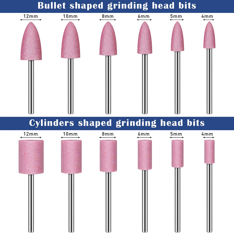 36 Pieces Shank Abrasive Mounted Stone Grinding Wheel Head Mounted Points Abrasive Stone Heads Set Grinding Wheel Bits with Plastic Box for Rotary Tool 1/8 Inch Shank 3 Colors 2 Shapes 6 Sizes - NewNest Australia