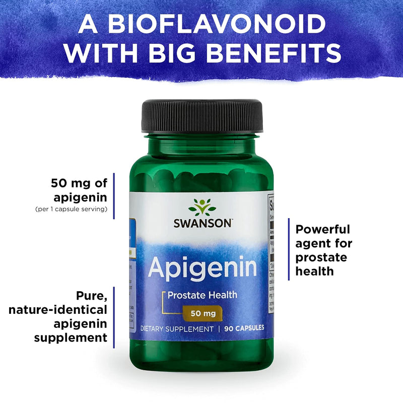 Swanson Apigenin Prostate Health Supplements Nerve Health Glucose Metabolism 50 mg 90 Capsules 1 - NewNest Australia