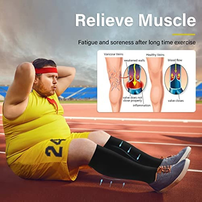 Cheeroyal Pack Of 2 Plus Size Compression Stockings For Men And Women, 20-30 Mm, Hg, Extra Size, Wide Calf And Knee-Length Stockings For Loop Support (3Xl, Black) - NewNest Australia