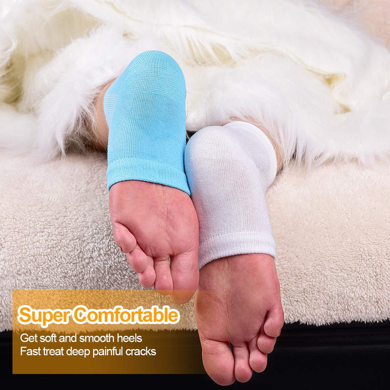 Moisturizing Socks, Gel Heel Socks, Toe Open Socks, Relieve Heel Pain Comfortable Soft Vented Moisturizing Socks Suitable for Male and Female Day Night Care Skin Dry Cracked High Heel, 2 Pairs White & Blue - NewNest Australia