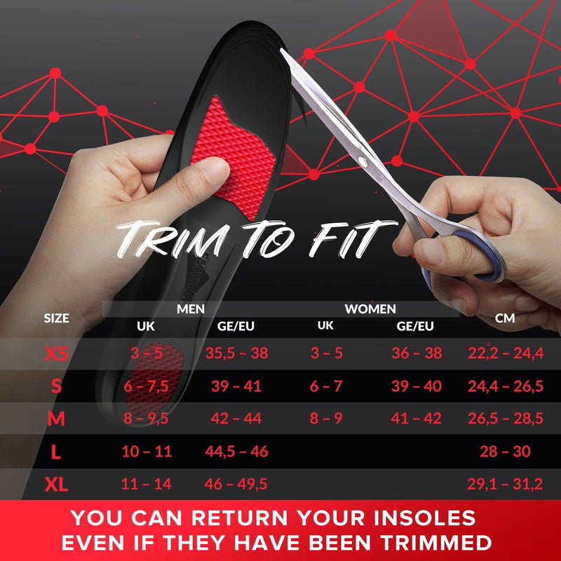 {New 2022} Premium Anti-Fatigue Shoe Insoles - High Arch Support Insoles - Shoe Inserts Orthotics Men Women - Relief Plantar Fasciitis Heel Arch Feet Pain Flat Feet - Work Boot Sneakers Hiking Shoe Black (M) 8-9.5 - NewNest Australia