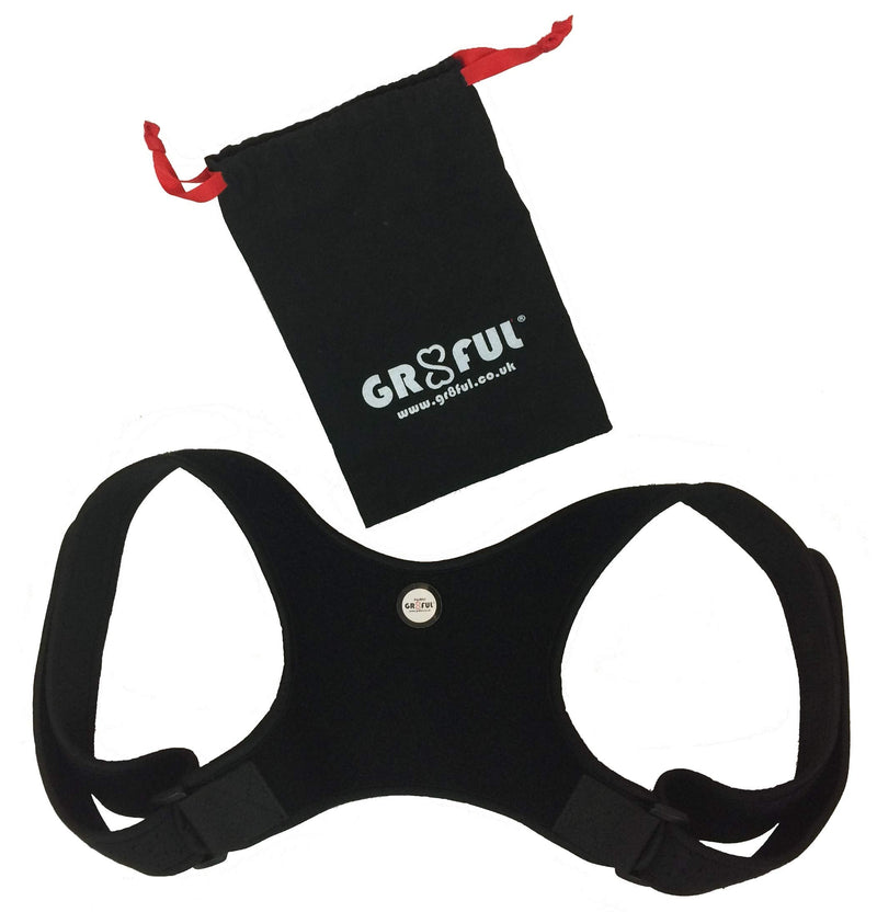 gr8ful® Posture Corrector | Physio Spinal Brace, Men, Women & Kids. Back, Shoulder & Neck Pain Relief, Black, 1 Size, Adjustable Neoprene Discreet Design, Fab for Sports Use. - NewNest Australia