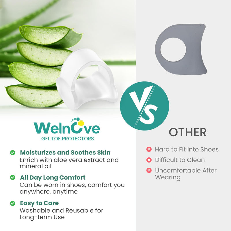 Welnove gel toe separator hallux, pack of 12 spacers for small toe separators, silicone spacers for small toes enriched with aloe vera extract, clear aloe vera - NewNest Australia