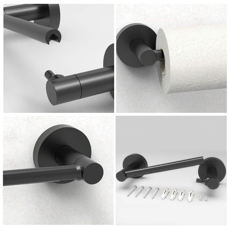 Fixsen Matte Black Toilet Paper Holder Bathroom Double Post Pivoting Tissue Roll Holder Stainless Steel and Zinc Alloy Wall Mount Detachable 1pc Matte Black-1pack - NewNest Australia