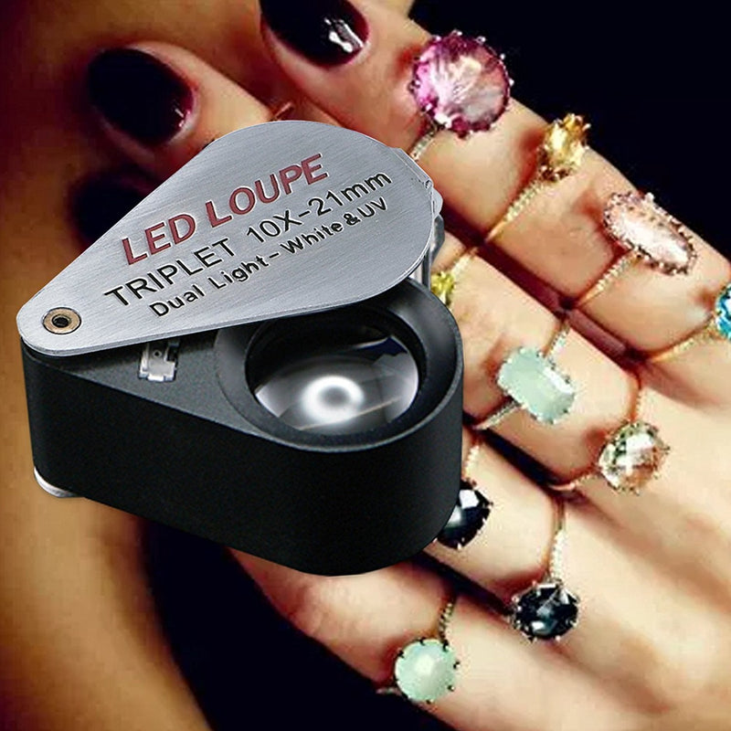 10x Magnifier Loupe Jewelry Jewelers Foldable Pocket Illuminated Magnifying Tool 21mm U V and LED Light for Eye Rocks Stamps Coins Watches Hobbies Antiques Gems 10x Magnification - NewNest Australia