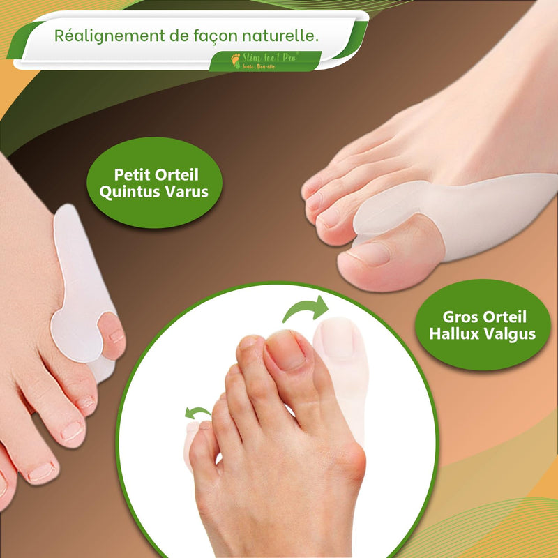 SLIM FEET PRO Set of 2 pairs of hallux valgus coarse and tense toe separators - pain relief, protection and comfortable alignment. Overlap prevention, one size fits all. 2 PAIRS OF SMALL AND ROUGH TOES - NewNest Australia