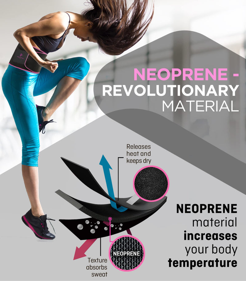 Perfotek Waist Trimmer Belt for Women Waist Trainer Sauna Belt Tummy Toner Low Back and Lumbar Support with Sauna Suit Effect Pink - NewNest Australia