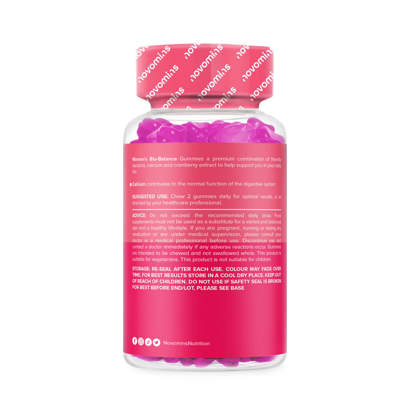 Probiotic Gummies – Women’s Bio-Balance Gummies for Intimate Flora & Gut Health – Advanced Multi-Strain Formulation – Vegan Supplement with Calcium & Cranberry Extract - Made by Novomins - NewNest Australia