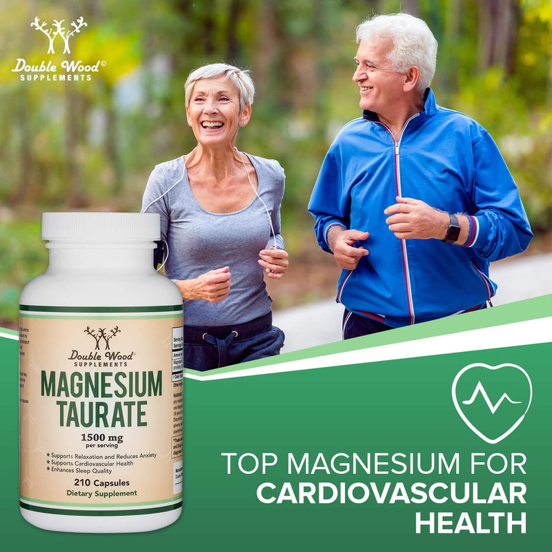 Magnesium Taurate Supplement for Sleep, Calming, and Cardiovascular Support (1,500mg per Serving, 210 Vegan Capsules) Manufactured in USA, by Double Wood Supplements - NewNest Australia