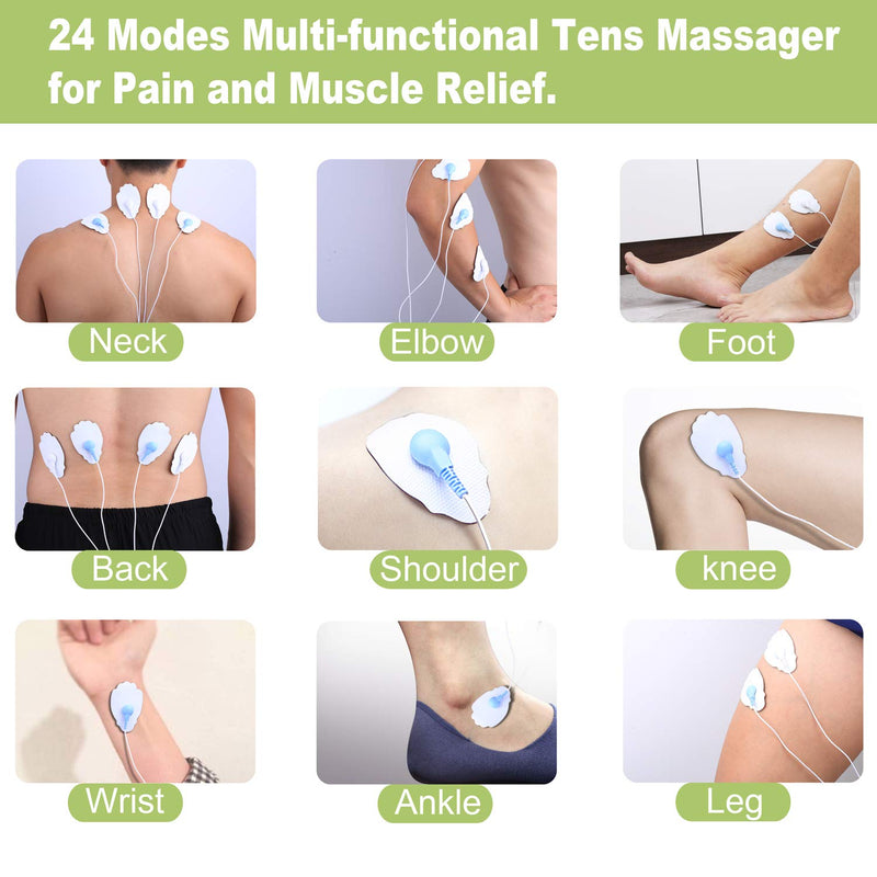 Belifu Dual Channel Tens Unit Electro Muscle Stimulator, Fully Isolated with Independent 24 Modes, Rechargeable Pulse Massager with Electrodes Pads for Neck Back Arms Chronic Pain Relief Body Building - NewNest Australia