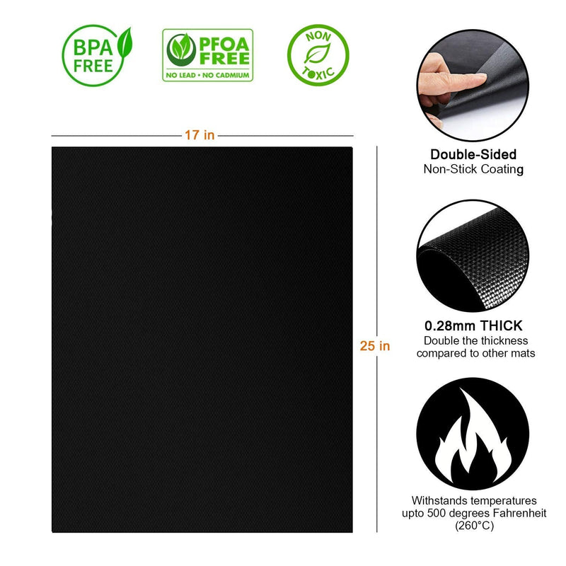 2 Pack Large Thick Heavy Duty Non Stick Teflon Oven Liners Mat, 17"x 25" BPA and PFOA Free, for bottom of Electric Oven Gas Oven Microwave Charcoal or Gas Grills - NewNest Australia