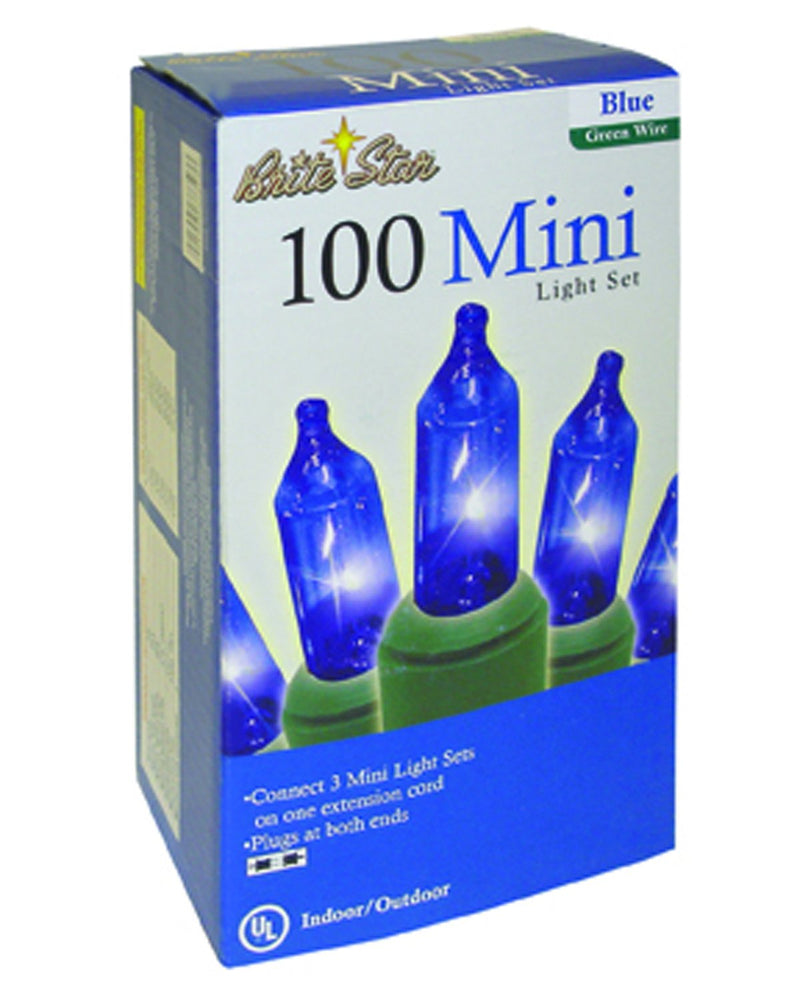 Brite Star 100 Count Mini String to String Lights, Green Wire, Blue Green Wire_blue - NewNest Australia