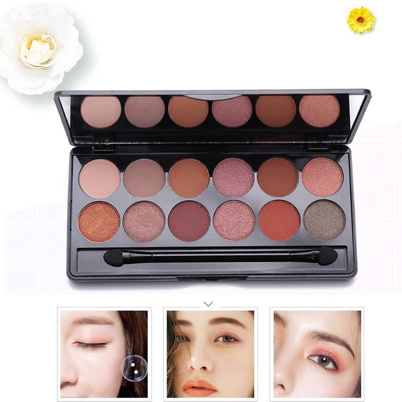 Professional 12 Eyeshadow Palette Shimmers and Matte Nude Eyeshadow Palettes Long Lasting Waterproof Sweatproof Makeup Palette - NewNest Australia